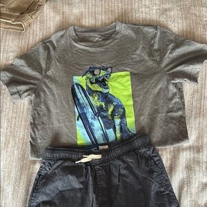 Gray Dinosaur Graphic Kids T-Shirt